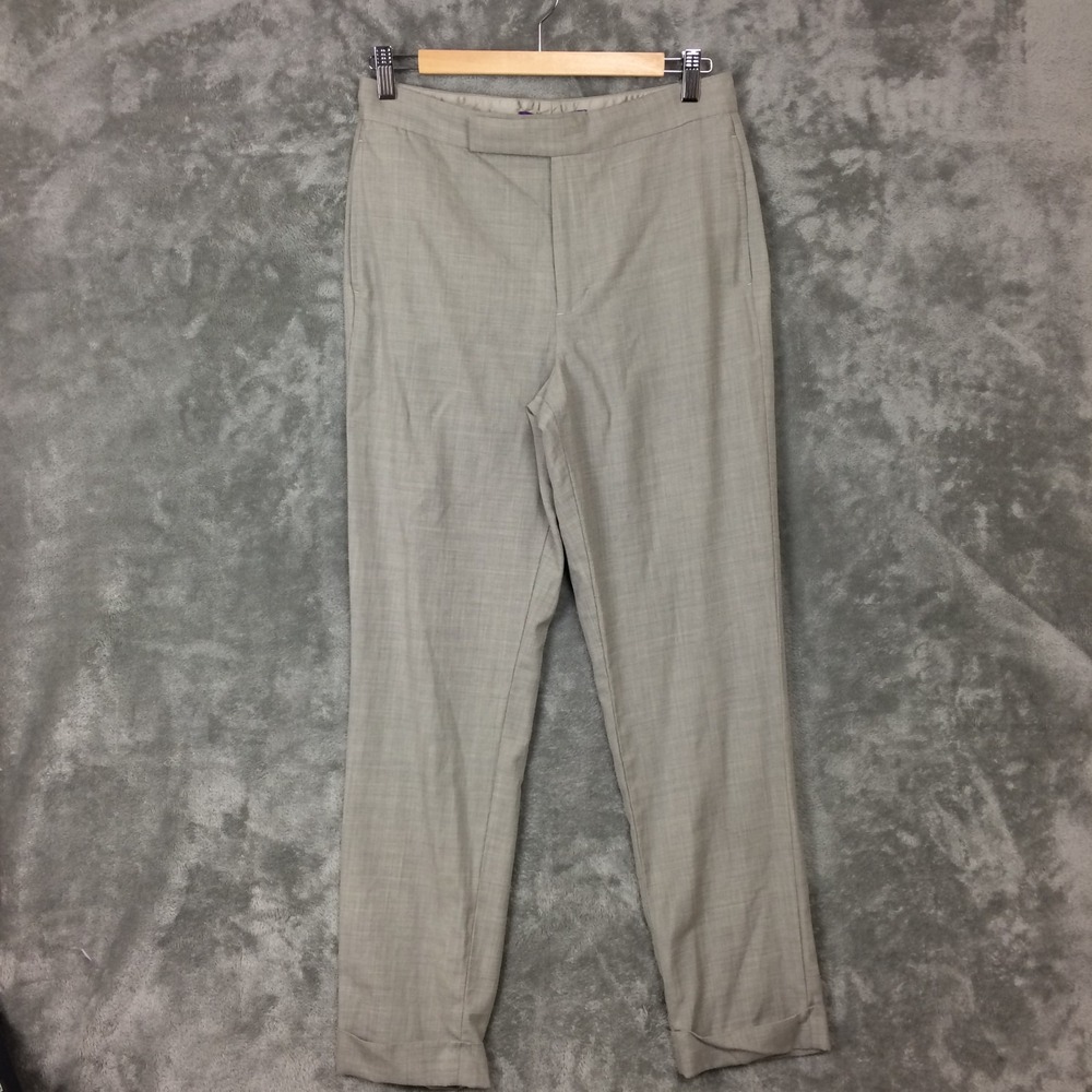Ralph Lauren Pants Womens 4 Alycia Wool Twill Beige Tapered Cuff Purple Label